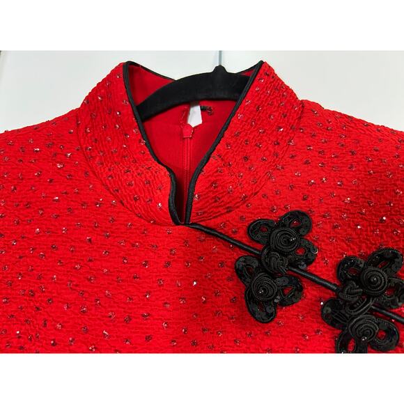 Jessica Howard Red Mandarin Collar Sequin Top Size 12‎ - Picture 7 of 8